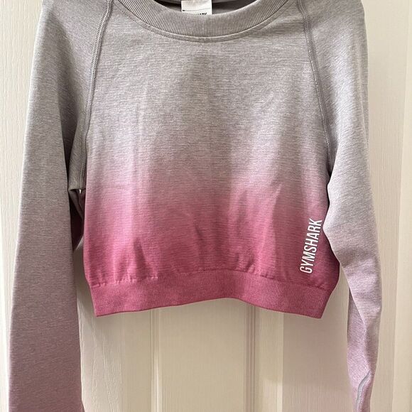 Gymshark Adapt Ombre Seamless Crop Top Pink and Gray Women's Size Small NWT - Picture 3 of 12